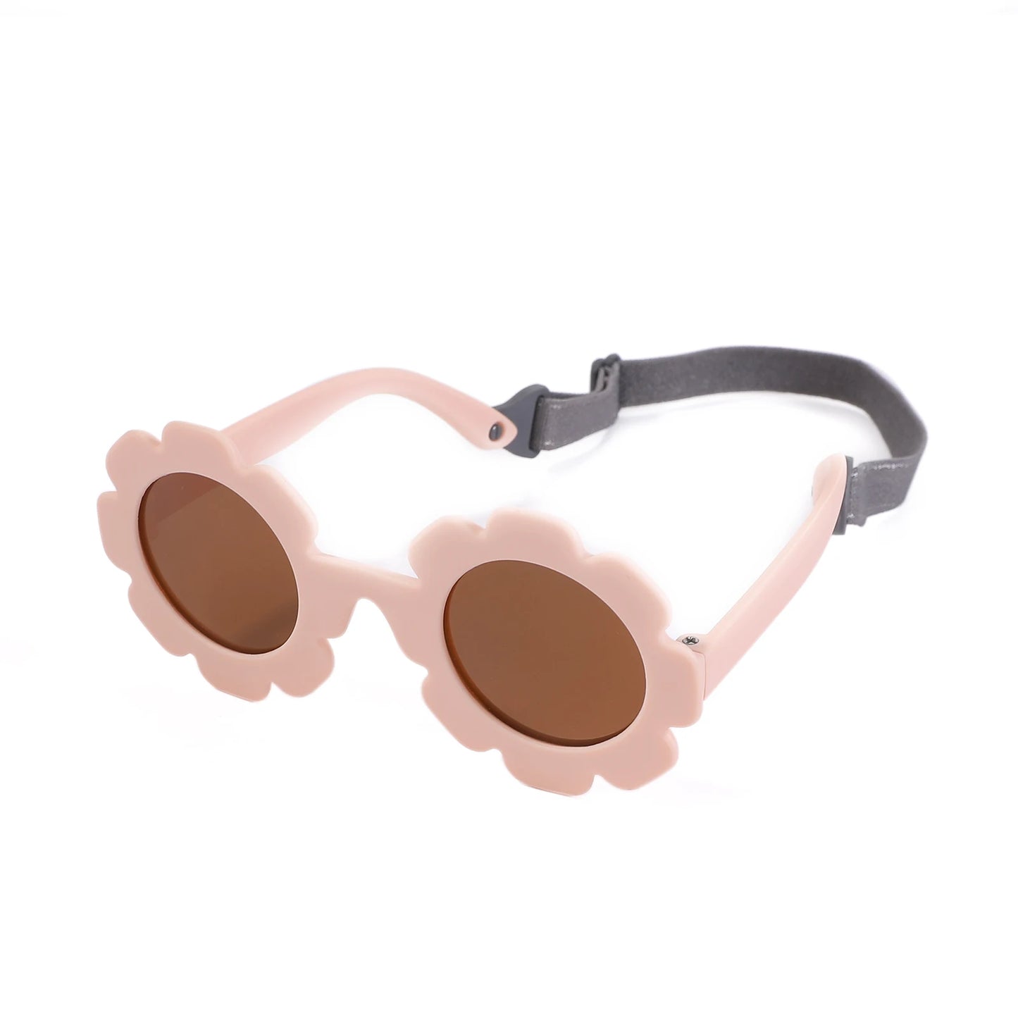 0-24 Months Baby Polarizrd Round Sun Flower Flexible Bendable Flower Baby Polarized Sunglasses with Strap for Newborn Infant