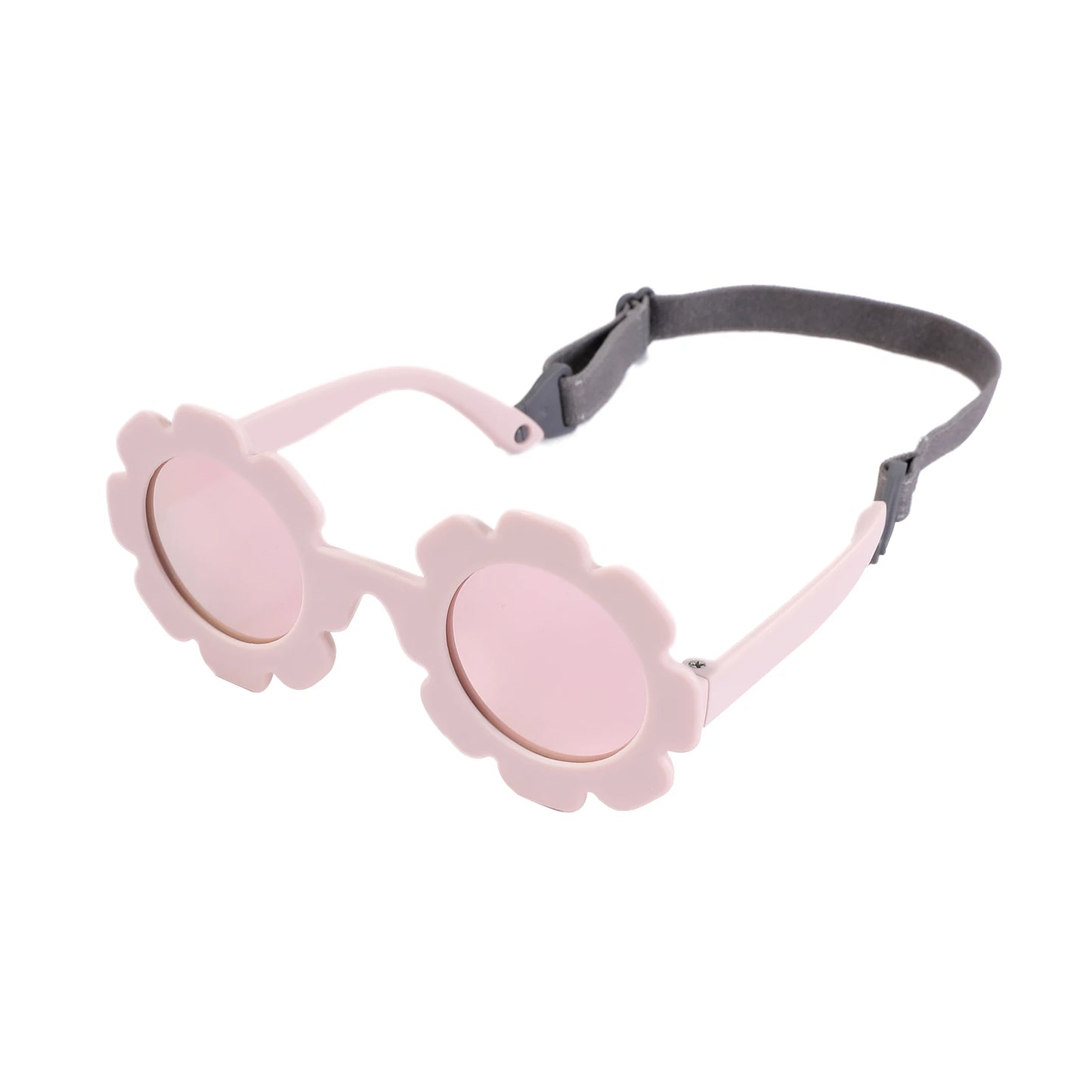 0-24 Months Baby Polarizrd Round Sun Flower Flexible Bendable Flower Baby Polarized Sunglasses with Strap for Newborn Infant